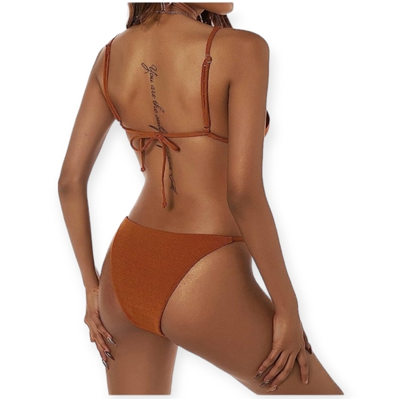 ZAFUL Women's Bikini Swimsuit String Bikini High Cut Ribbed Brazilian - Picture 2 of 5